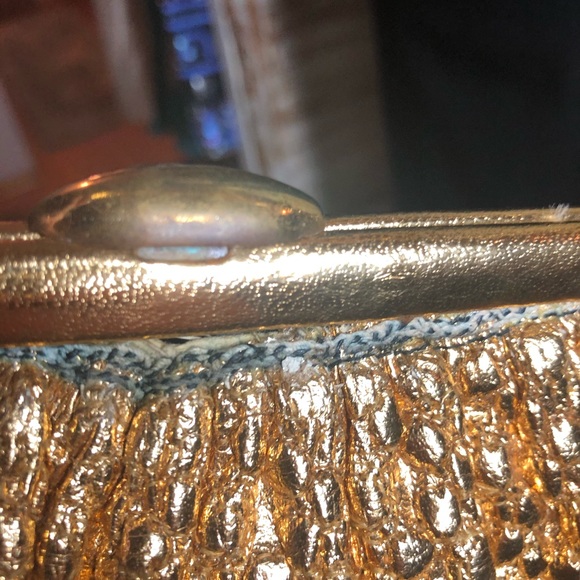 SALE💐VINTAGE (Japan 1950's) "M M" GOLD HANDBAG - Picture 7 of 16